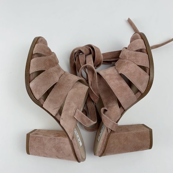 L.K. Bennett Seline Pink Suede Strap Tie Sandals - Picture 10 of 16